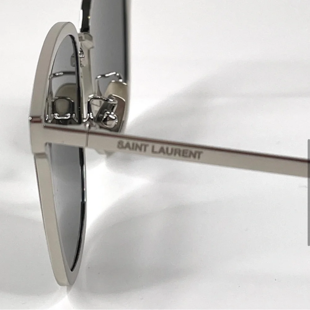 SAINT LAURENT SL 272/K Silver Grey Square Flat Sunglasses NEW - Picture 3 of 15